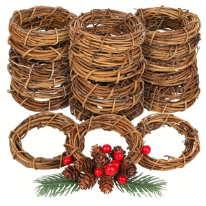 Boule décorative classique en rotin tressé de 3 à 6 cm de diamètre pour la décoration de la maison, des fenêtres et des sapins de Noël - Product Image 6