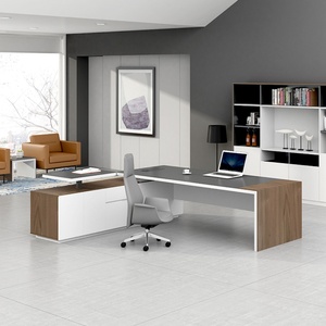 Muebles de Oficina Modernos y Lujosos de Madera en Forma de L para Gerentes, Escritorio Ergonómico, Mesas y Sillas de Oficina - Product Image 3