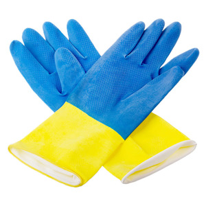 Gants de lavage de <span class=keywords><strong>vaisselle</strong></span> de cuisine de qualité alimentaire Gant de nettoyage bleu en latex haute élasticité Protection de nettoyage d'été pour l'hiver - Product Image 2