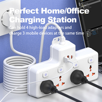 Multiprise universelle multi-pays 4 prises + 2 USB-A + 1 PD 3.0 10A avec prise murale 240V/110V