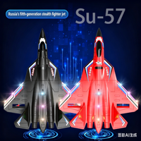 Avion RC SJY-SU57 2.4G avec lumières LED, modèle d'avion télécommandé, planeur en mousse EPP, jouets d'avion RC pour cadeaux