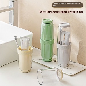 Set de Viaje Portátil con Vaso de Lavado, Cuatro Compartimentos para Almacenamiento Dental, Separación en Seco/Húmedo y Vaso para Gárgaras - Product Image 3