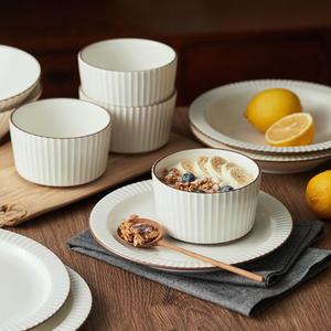 Blue Gold Inlay French Ceramic Stoneware Glaze Hotel European Vintage Luxury Dinnerware <b>Set</b> Oven Dishwasher Safe - Product Image 6