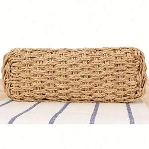 Sac fourre-tout carré en paille fait main avec perles, à bandoulière, pour femme, idéal pour l'été, la plage et les vacances - Product Image 6