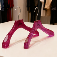 Cintres transparents en plastique pour vêtements, personnalisés, avec paillettes violettes, vente en gros