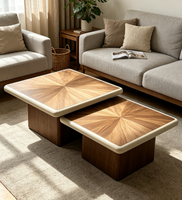 Table basse carrée moderne en bois de luxe, table à thé, table basse marron, mobilier moderne pour salon, hôtel, appartement, vente en gros