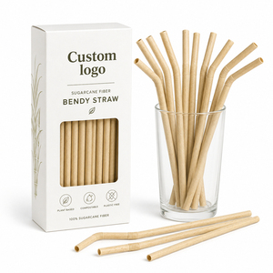 Fully Customizable Packaging 5mm Thin 100% Biodegradable Eco-Friendly Disposable Luxury Bagasse Sugarcane Drinking Straw - Product Image 2