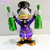 Sculpture en résine de design moderne personnalisé, style Pop Art, motif animal, deux statues de canards plaquées or, décoration Donald Duck