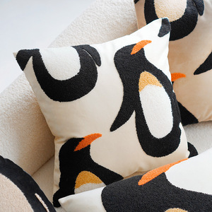 Funda De Almohada cuadrada de animales para niños de pingüino bonito Estilo nórdico Simple Ins costura personalizable hogar sofá cama cojín antipolvo - Product Image 2
