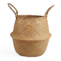 Panier à provisions et à pique-nique en jonc de mer tressé avec poignée pour le rangement