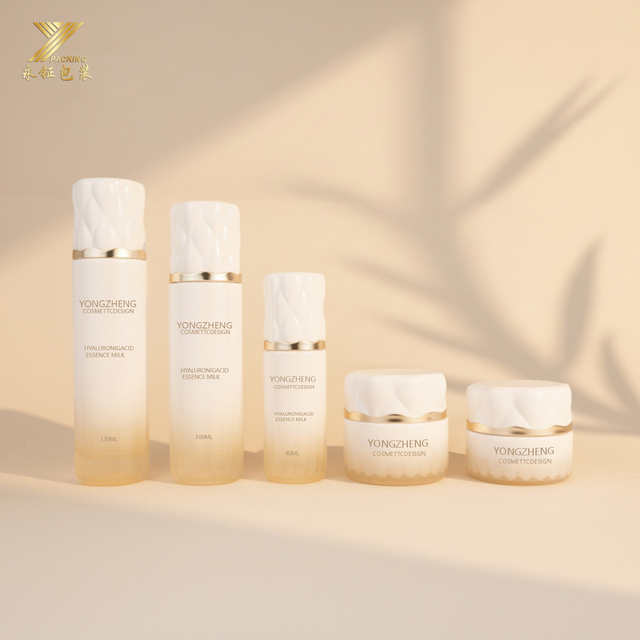 Advanced Gradient Glass Skin Care Cream Bottle with White Lid 40/100/120ml Refillable Cosmetic Container with Screen Printing