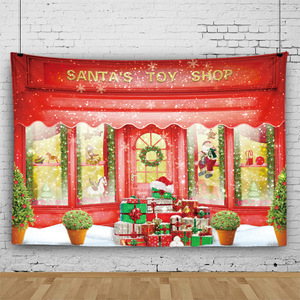 <span class=keywords><strong>Tapisserie</strong></span> murale de Noël, toile de fond scénique avec Père Noël, sapin et <span class=keywords><strong>neige</strong></span>, pour chambre et salon - Product Image 2