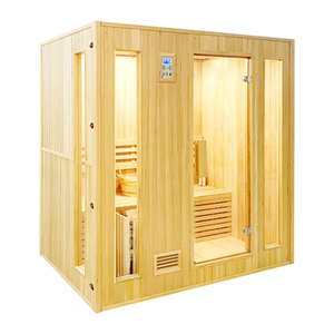 Fanland Style Sauna Indoor Wood Hemlock <b>Electric</b> Stove <b>Heater</b> Computer Control Panel Transom Windows Steam Sauna <b>Room</b> for 4 - Product Image 3