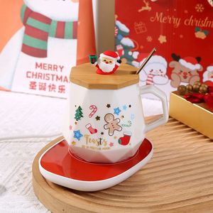 Coffret cadeau de Noël créatif, tasse en céramique faite à la main, logo personnalisé imprimé UV, ensemble de thé personnalisé avec Père Noël - Product Image 1