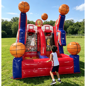 Carnaval de qualité commerciale en plein air Défi pour enfants Jeux de sport But de basket-ball gonflable Jeux de fléchettes de football - Product Image 1