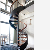 Escalier en colimaçon préfabriqué avec nez de marche, hauteur personnalisée pour accès au sous-sol