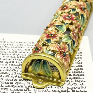 מזוזה יהודית מגילה קדושה ממתכת לבנה עגולה עם דלת דלת מלינטל קרמיקה עיצוב קשיות גבוהה ירושלים - Product Image 2