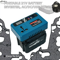 Outils électriques portatifs rechargeables en plastique, batterie intelligente, convertisseur DC-AV 21V, convertit AC110V/220V en DC12V/5V USB, portable pour l'extérieur