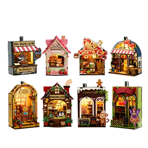 Autocollant magnétique pour réfrigérateur DIY, maison miniature créative, puzzle 3D avec lumières, artisanat en panneaux de fibres à densité moyenne faits à la main - Product Image 1
