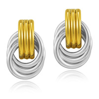 Boucles d'oreilles hypoallergéniques bicolores en or pour femmes, créoles minimalistes en acier inoxydable, étanches et tendance