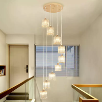 Longs lustres d'escalier LED lustres en cristal rotatifs de plafond duplex pour les greniers d'appartement et les halls d'exposition
