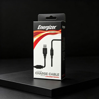 Boîte en papier rigide écologique et recyclable personnalisée avec fenêtre transparente en PVC et surface gaufrée pour câble de charge USB