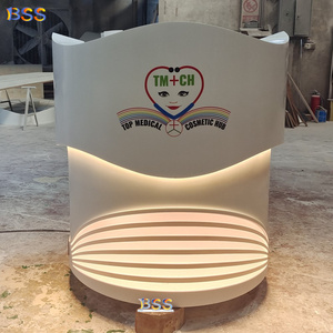 Mesa de Recepción para <span class=keywords><strong>Centro</strong></span> Médico, Diseño Único en Forma de Ola, Superficie Sólida Acrílica, Mesa de Recepción para Salón Dental - Product Image 1
