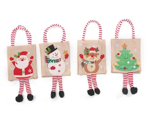 bolsas de papel para regalos Suppliers-Bolsas bonitas de media navideña para niños, regalos de decoración navideña, chimenea, 2022