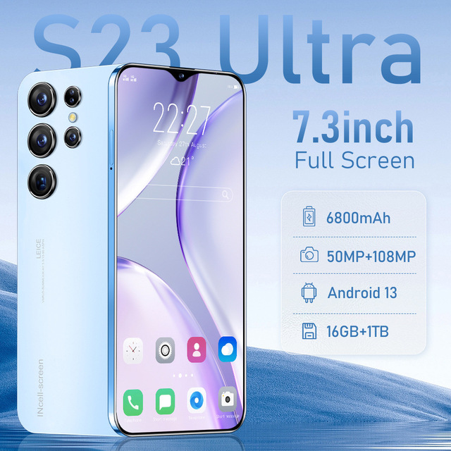 Hot Selling S23 Ultra Original 7.3 Inch 16+1TB Unlocked Smart Cell Mobile Phone Android 13