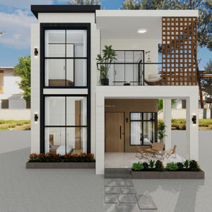 Casa Modular de Acero Ligero de 2 Pisos de Ensamblaje Rápido, Cabaña Prefabricada de 3 Dormitorios y 2 Baños, Ecológica, con Energía Solar, Duradera y Anticorrosiva - Product Image 1