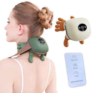 Mini <span class=keywords><strong>masseur</strong></span> de cou à pression digitale avec chaleur, simulation humaine, chauffant, vibrant, pétrissage des tissus profonds, télécommande sans fil - Product Image 2
