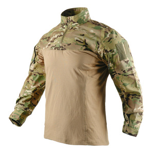 Hersteller für Zollkleidung Herren langärmlig Rundhalsausschnitt taktische T-Shirts elastische Ripstop Jagd Kampf-Ops Nylon-T-Shirts - Product Image 1