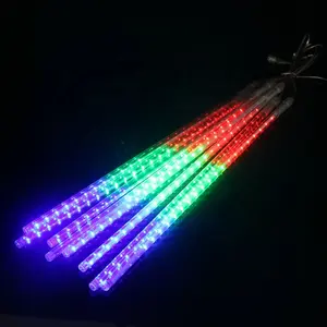 2022 Nieuwste Festival 50Cm 80Cm Rgb Bruiloft Icicle Fall String Outdoor Straat Led Regen Buis Kerst Meteorenregen motief Lichten