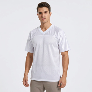 Camiseta de Fútbol Americano Unisex Blanca con Cuello en V, Manga Corta, Transpirable, 100% Poliéster, Ajustada, Personalizable con Nombre de Equipo - Product Image 1