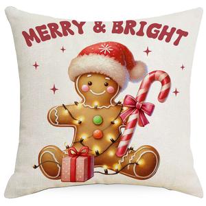 Dessin animé noël pain d'épice homme taie d'oreiller père noël taie d'oreiller noël renne housse de coussin DYM385 - Product Image 6