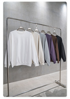 Sudaderas de Otoño para Hombre de Alta Calidad, Holgadas, de Color Sólido, 440G, Tejido Terry Grueso, Hombros Caídos, Cuello Redondo Básico