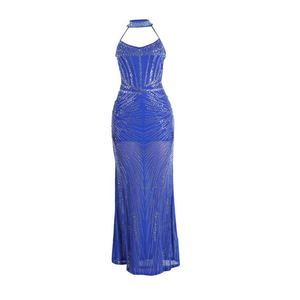 Tendenze della moda per ragazze sexy senza schienale con strass elegante abito da sera per festa a cena - Product Image 3