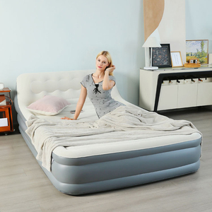 Cama inflable convertible doble para acampar al aire libre, cama de colchón de aire de espuma portátil plegable con bomba incorporada - Product Image 1