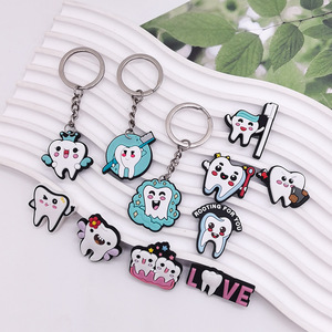 Série de protection dentaire, cadeau promotionnel personnalisé, porte-clés en plastique, porte-clés en caoutchouc PVC mignon de dessin animé, médecins, dentistes - Product Image 1