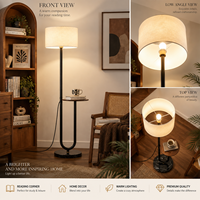 Lampe sur pied de luxe avec table d'appoint en bois et base en marbre pour salon, hôtel, villa, décoration intérieure personnalisable