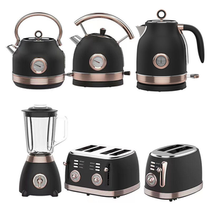 Ensemble petit-déjeuner 3 en 1 en acier inoxydable style rétro, grille-pain électrique 4 tranches, bouilloire et mixeur à jus pour hôtel et usage domestique - Product Image 5