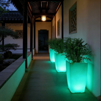 Macetas Inteligentes con Luces LED, Lámparas de Jardín para Exteriores, Resistentes al Agua, Iluminadas, para Plantas y Flores