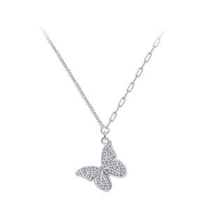 Free Soul S925 Sterling Silver Zircon Butterfly Pendant <b>Necklace</b> A Perfect Anniversary Gift for Women - Product Image 1