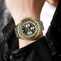 Montre à quartz de luxe pour homme - 43 mm, acier inoxydable, analogique, résistante à l'eau, avec aiguilles lumineuses