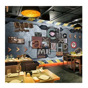 جدارية مخصصة من KOMNNI طراز صناعي قديم لوحة ترخيص معدنية خلفية خلفية مطعم بار القهوة
