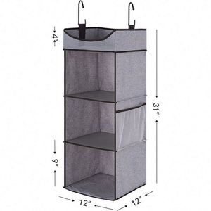 3 Layer <b>Wardrobe</b> Space Saving Non-woven Fabric Organizer With Side Pockets Clothes Hanging Closet Storage Organizer - Product Image 2