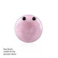 Pierre de méditation ronde sculptée de 40 mm, motif dessin animé mignon, en pierre semi-précieuse, pierre de pouce, artisanat en cristal pour massage au jade, soulagement du stress, cadeau