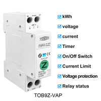 Interrupteur intelligent WiFi TOMZN Zigbee 63A 1P+N avec compteur d'énergie, surveillance de la consommation Kwh, disjoncteur, minuterie, relais MCB TUYA Smartlife