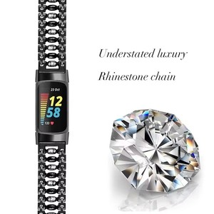 <span class=keywords><strong>Bracelet</strong></span> en métal ajustable avec design bonbon et boucle pour <span class=keywords><strong>Fitbit</strong></span> <span class=keywords><strong>Charge</strong></span> 5, <span class=keywords><strong>bracelet</strong></span> de montre pour <span class=keywords><strong>femme</strong></span> avec diamants étincelants - Product Image 4