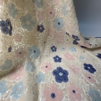 Nouveau Design Tissu de Tulle Multicolore Brodé de Fleurs à Paillettes et Cristaux Haute Densité pour Chaussures, Robes et Décoration